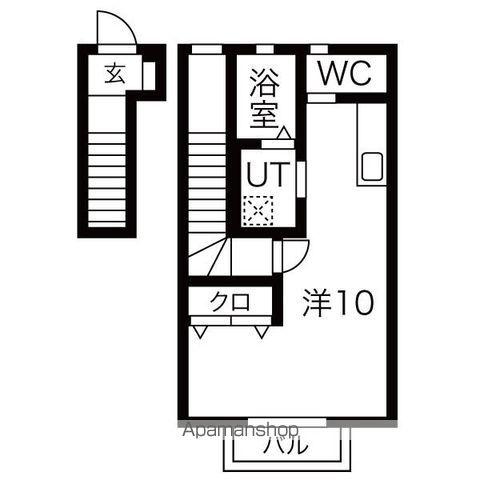 岩手県盛岡市 2階建 築5年(ワンルーム/2階)の間取り写真