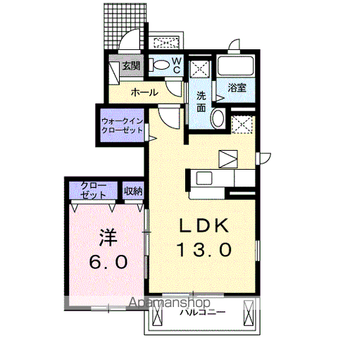 クラールB(1LDK/1階)の間取り写真