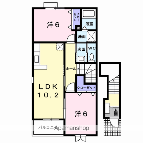 ニューグランツⅠ(2LDK/2階)の間取り写真