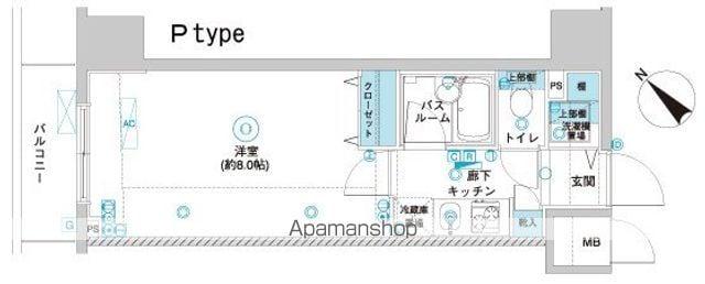 フェニックス横濱関内BAY GAIA(1K/8階)の間取り写真