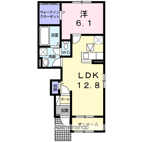 ウエストERLYGARDENⅡ(1LDK/1階)の間取り写真