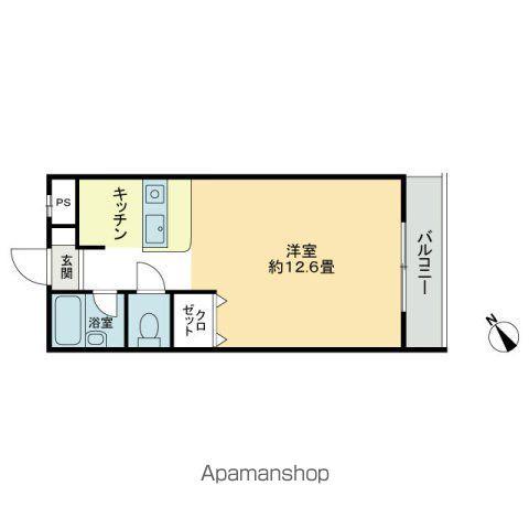 ビブラン宇多津(ワンルーム/2階)の間取り写真