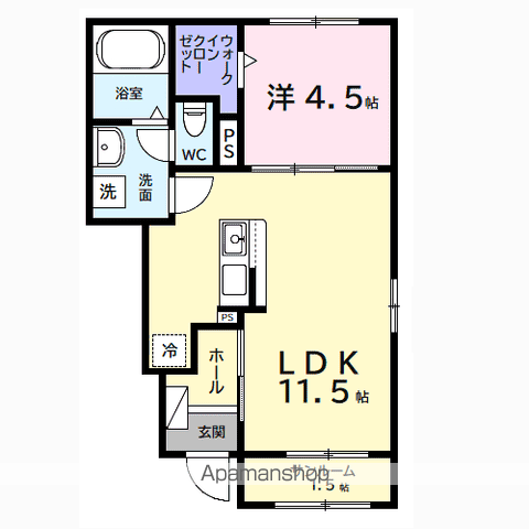 エレガンスロワイエ(1LDK/1階)の間取り写真