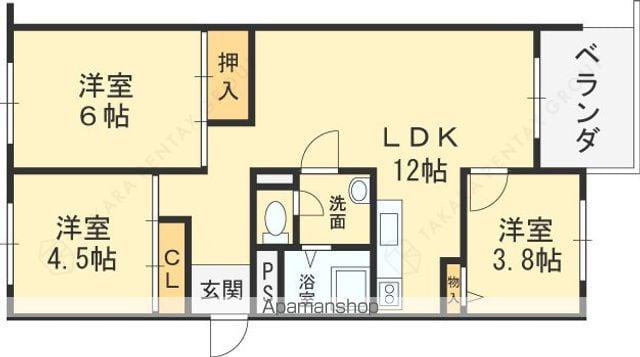 芦屋浜高層若葉1号棟(3LDK/4階)の間取り写真