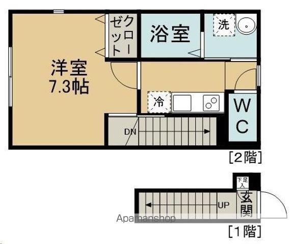 ブリリアント レインボー(1K/2階)の間取り写真