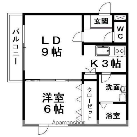 フェリーチェラピュタS(1LDK/2階)の間取り写真