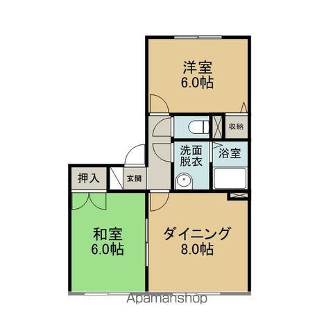 ハイセレールヴィラ(2DK/1階)の間取り写真