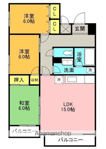 グランドメゾン・エッチェル(3LDK/1階)の間取り写真
