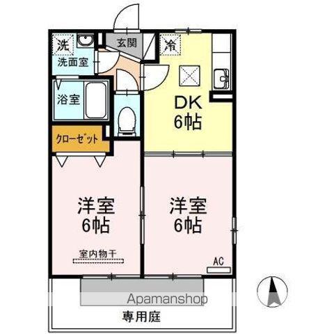クレア伏石S(1LDK/1階)の間取り写真
