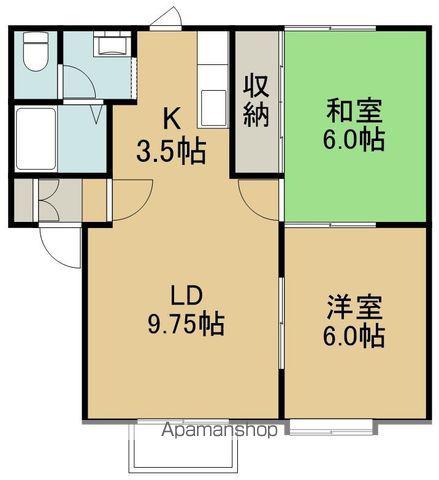 サンガーデン七重浜A(2LDK/2階)の間取り写真