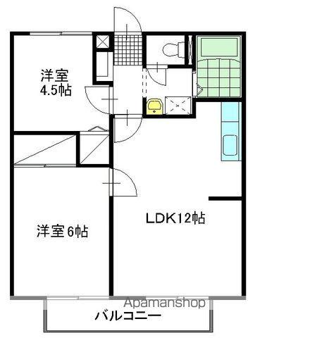 エスポワールタナベⅡ(2LDK/1階)の間取り写真
