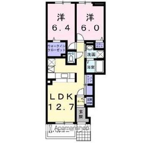 エレガントヒルⅢA(2LDK/1階)の間取り写真