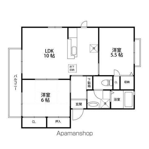 ディオールテラシマ(2LDK/1階)の間取り写真