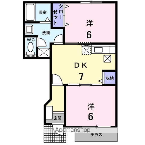 グランデフィオーレ(2DK/1階)の間取り写真