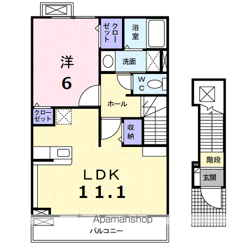 アルキラダ蔵王(1LDK/2階)の間取り写真
