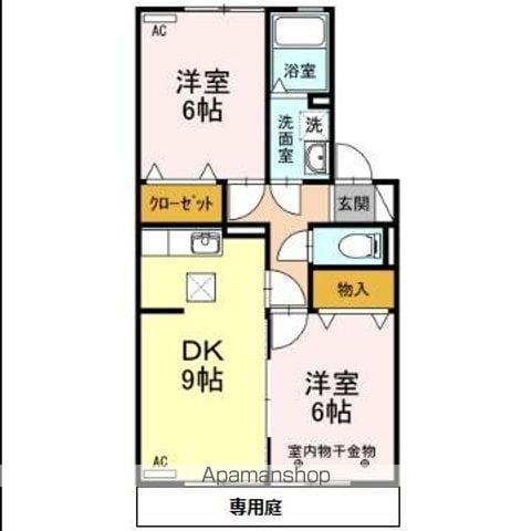 フォンテーヌ(2DK/1階)の間取り写真