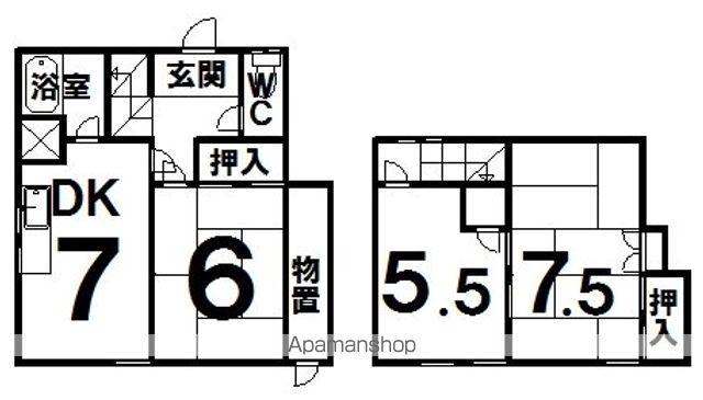 川原井貸家(3DK)の間取り写真