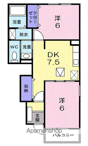 ヴィラ・ノースポール(2DK/1階)の間取り写真