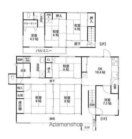東武伊勢崎・大師線 東武動物公園駅 徒歩40分 2階建 築54年(7DK)の間取り写真
