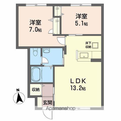 シャーメゾンディアス川内A(2LDK/1階)の間取り写真