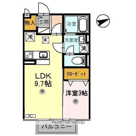 KNKS アダージョ(1LDK/1階)の間取り写真