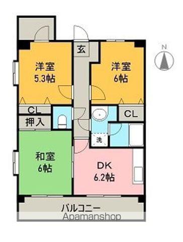 ダイアパレス新居浜(3DK/10階)の間取り写真