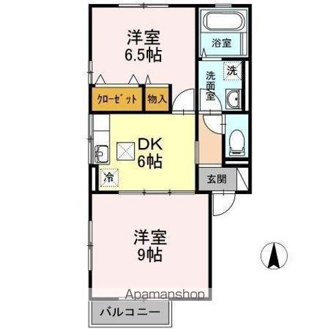 リビングタウン高岡A棟(2DK/1階)の間取り写真