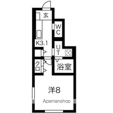 EL ALIVIO A棟(1K/1階)の間取り写真