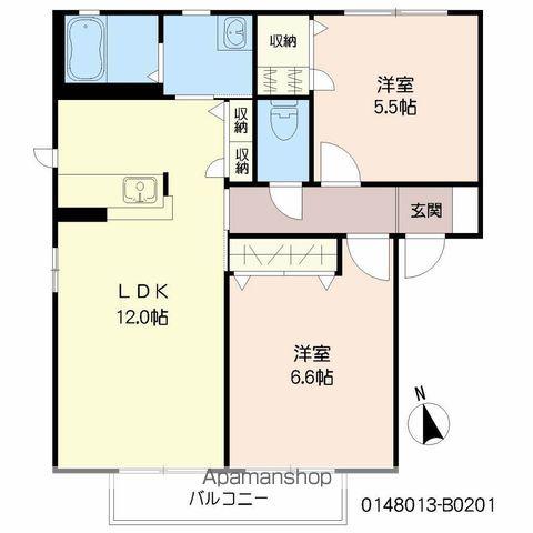 フォーレス中古賀 B棟(2LDK/2階)の間取り写真