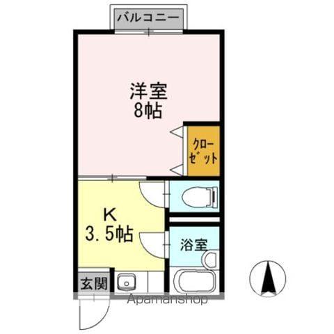 第2立岩ハイツ(1K/2階)の間取り写真