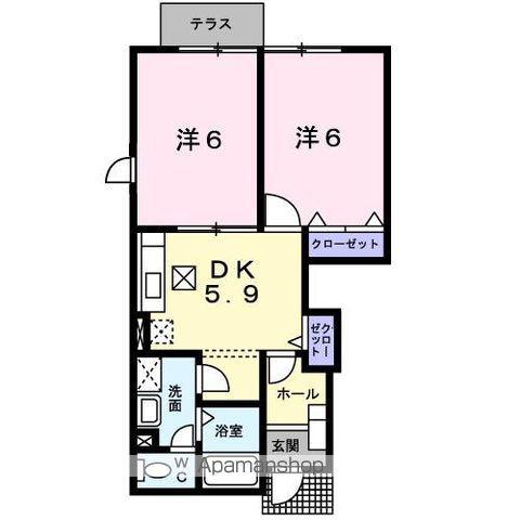 アーネスト2(2DK/1階)の間取り写真