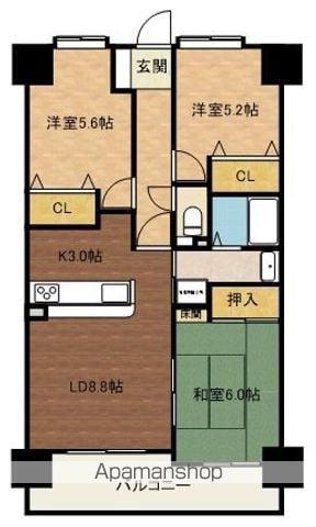 ジュネス楠台(3LDK/4階)の間取り写真