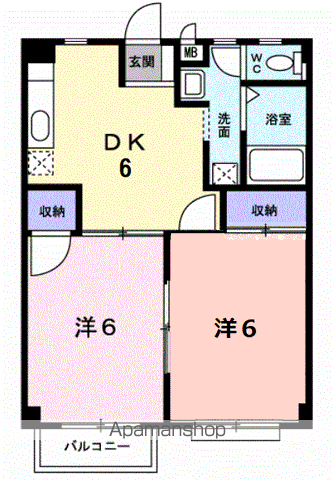 シーズハイツ(2DK/1階)の間取り写真