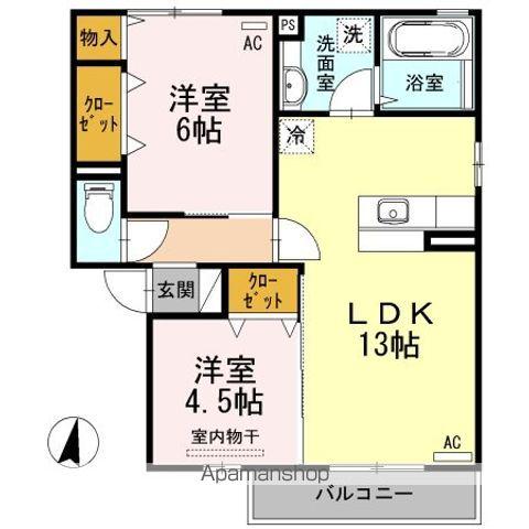 アクイーユ平成台(2LDK/2階)の間取り写真