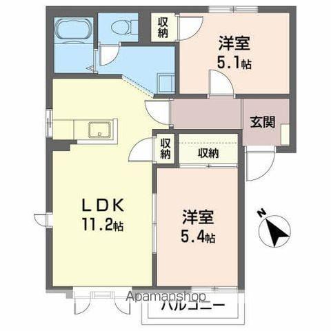 ボン・エスポアールC(2LDK/2階)の間取り写真