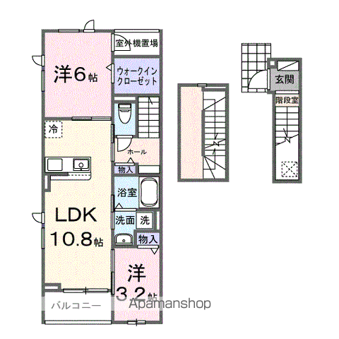 サニースポット(2LDK/3階)の間取り写真