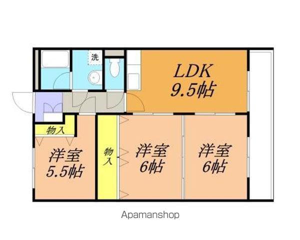 パノラミック仙丈(3DK/3階)の間取り写真