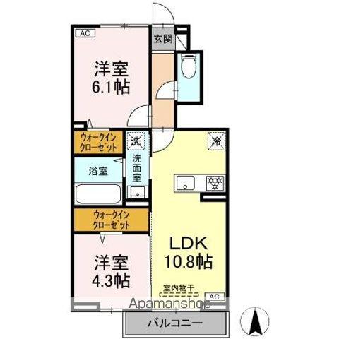 DーROOMあさかや Ⅰ(2LDK/1階)の間取り写真