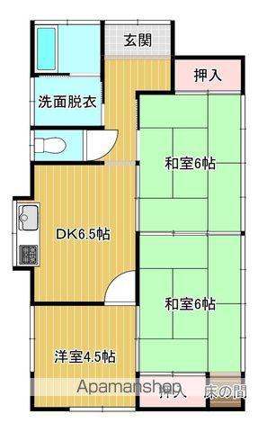 日豊本線 西都城駅 バス乗車時間：10分 内堀住宅前バス停で下車 徒歩14分 1階建 築38年(3DK)の間取り写真