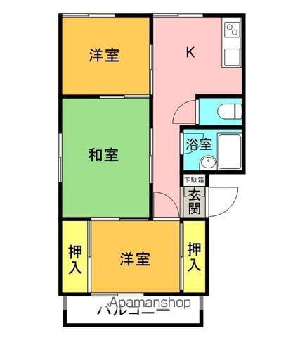 コーポ岡部(3K/4階)の間取り写真