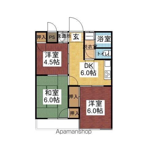 コンフォート久万ノ台(3DK/4階)の間取り写真