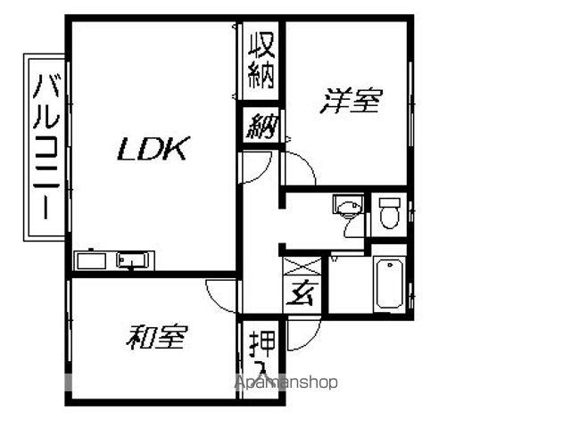 アンリキャトルC(2LDK/2階)の間取り写真