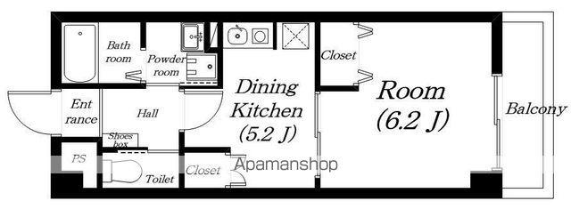 ポスティッソ(1DK/6階)の間取り写真