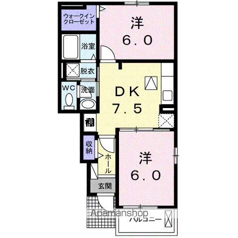 メゾンドボヌールA(2DK/1階)の間取り写真