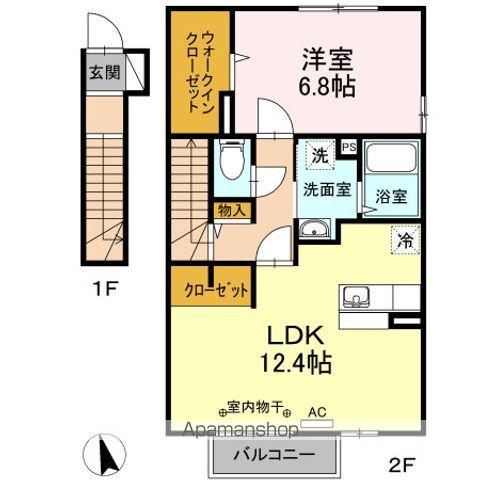 リトルマウントIII(1LDK/2階)の間取り写真