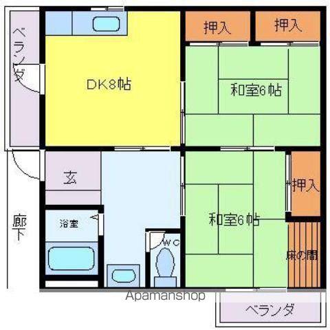 はまゆう物産株式会社(2DK/3階)の間取り写真