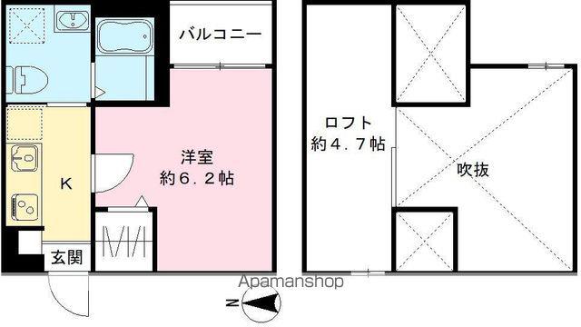 アオアクア稲上町(1K/2階)の間取り写真