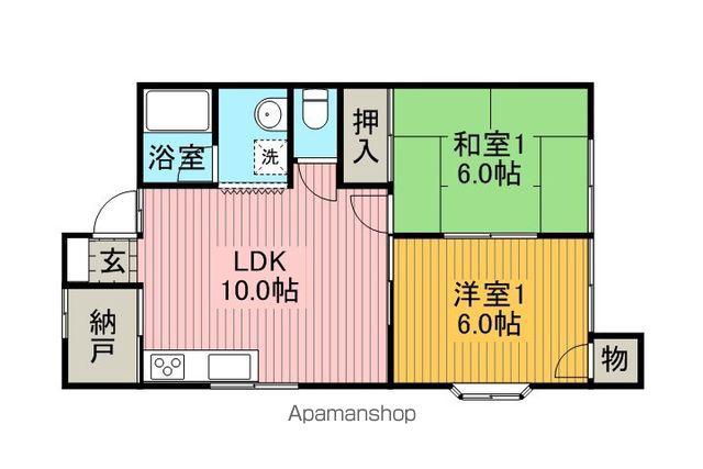 エミールハチマン(2LDK/1階)の間取り写真