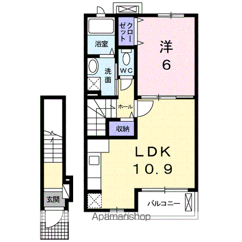 エレガントスカイ(1LDK/2階)の間取り写真