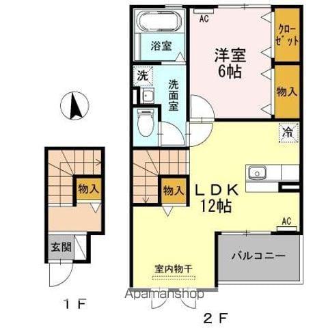 カルペスターレ(1LDK/2階)の間取り写真